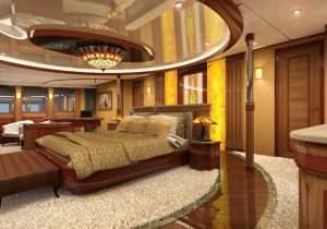 Onyx Orange in de master suite van charter yacht “Legend”